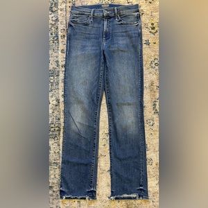 MOTHER Rascal Ankle Chew, high rise, straight leg, size 27.